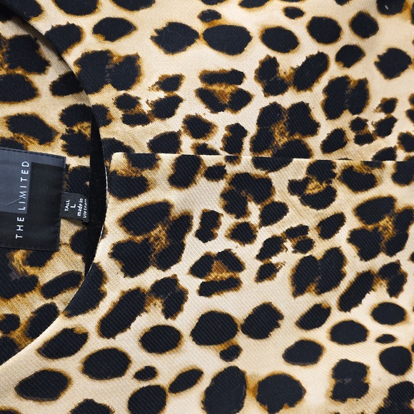 The Limited Collarless Leopard Print long Jacket, Beige, Tan & Black size L Tall - Picture 5 of 13